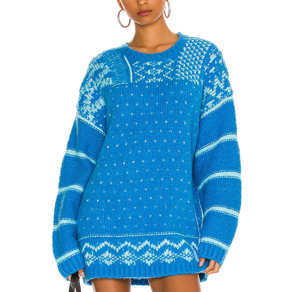 Free People 'Snow Day' Blue Cotton Pullover Size S